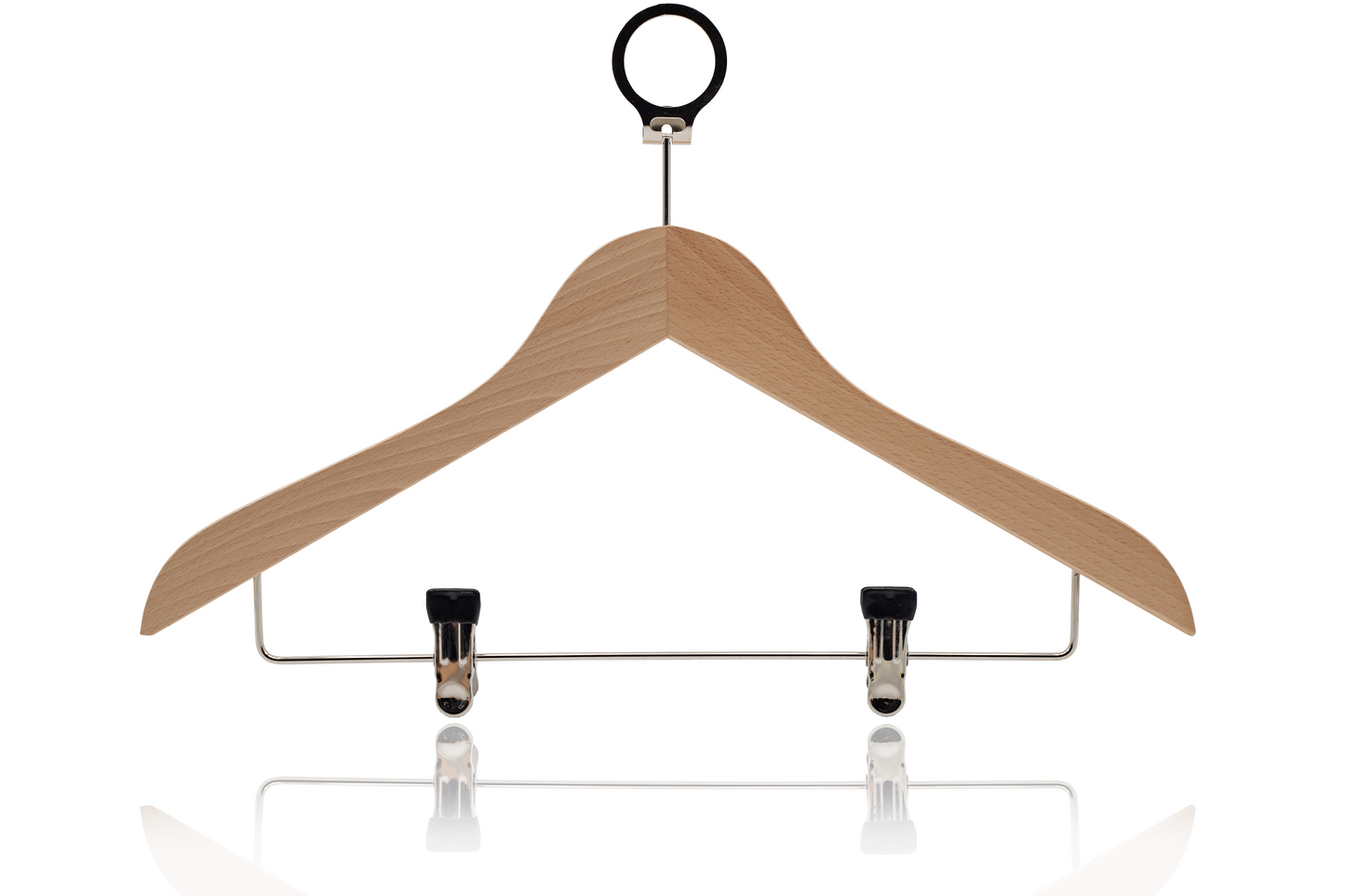 Wieszak hotelowy antykradzieżowy CARMEN w kolorze naturalnym z klamerkami