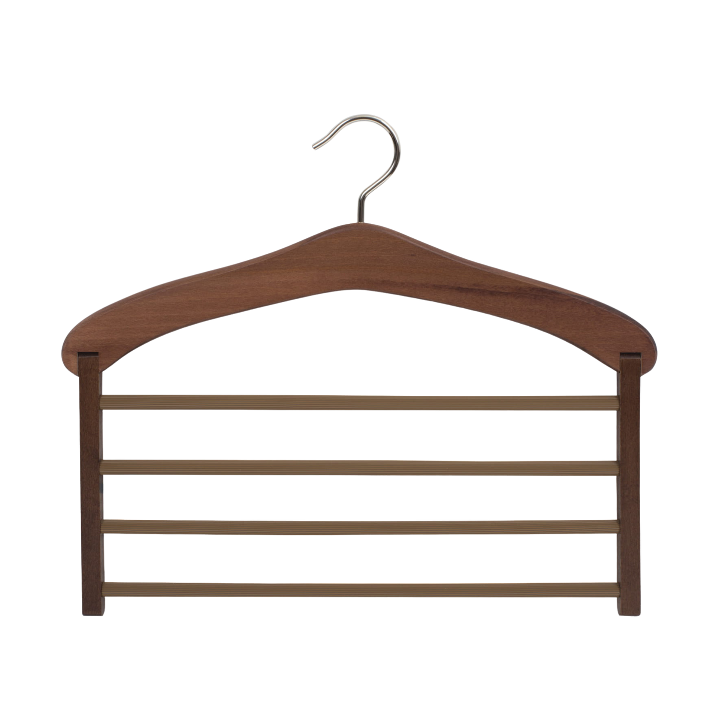 Wieszak 4 Pants, drewniany wieszak na kilka par spodni w kolorze orzech