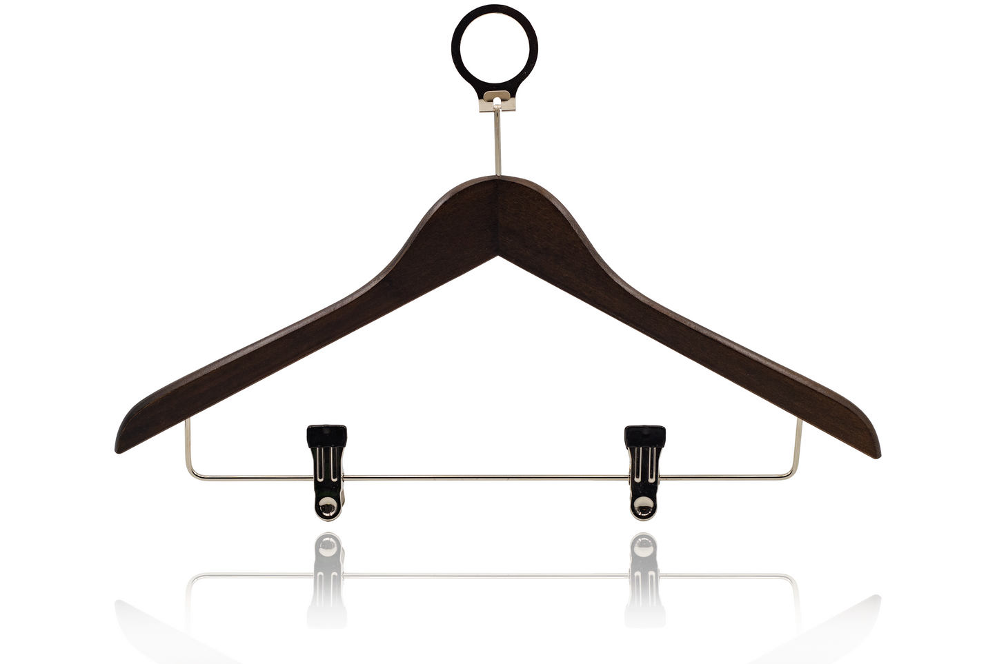 Wieszak hotelowy antykradzieżowy CARMEN w kolorze orzech z klamerkami